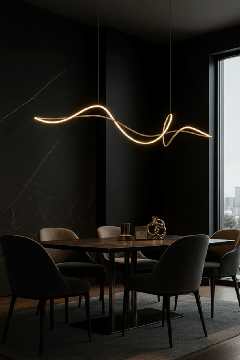 Eurolux Drift Pendant Light – Modern Black LED Ceiling Light