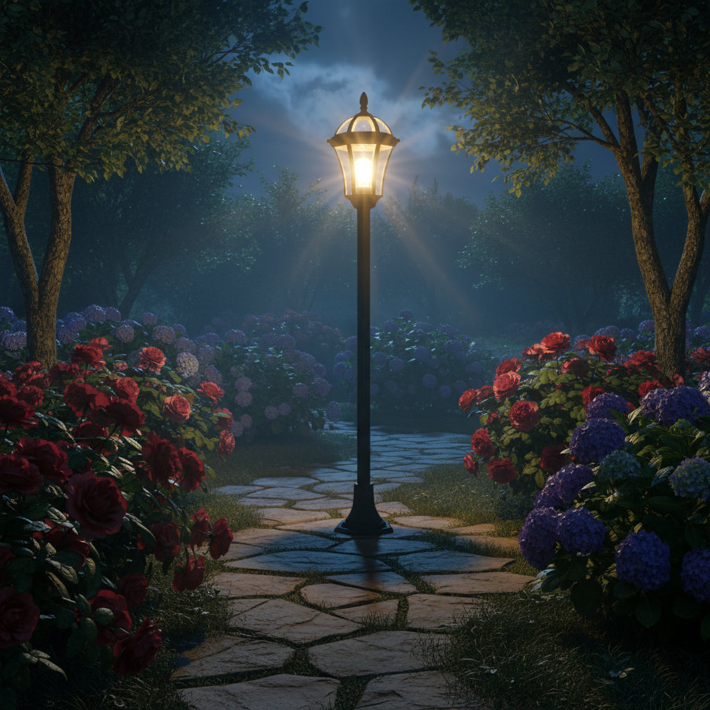 Outdoor Bollard PVC 6-Panel Black 1x ES 11w