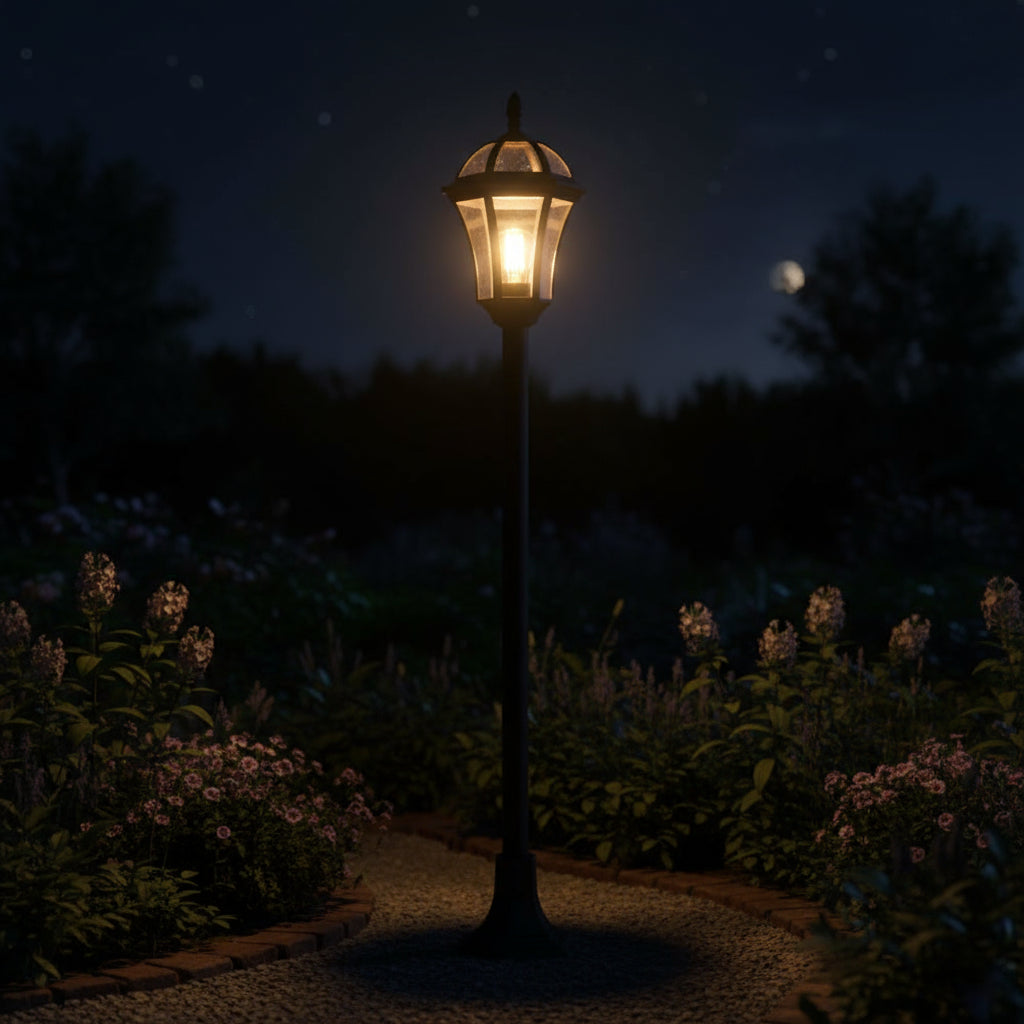 Outdoor Bollard PVC 6-Panel Black 1x ES 11w