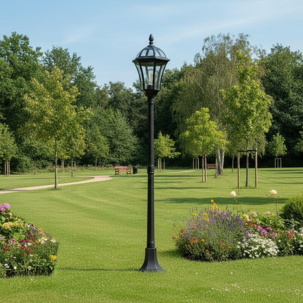 Outdoor Bollard PVC 6-Panel Black 1x ES 11w