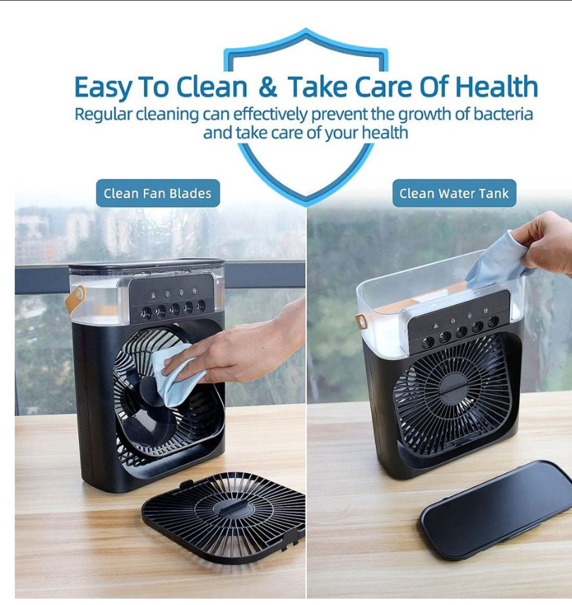 LED Portable Air Cooler Fan with Mist Spray