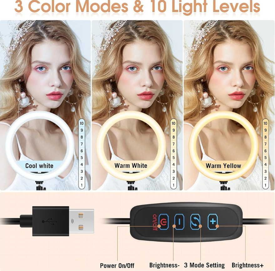 Multiple-mode LED Ring Light On Tripod