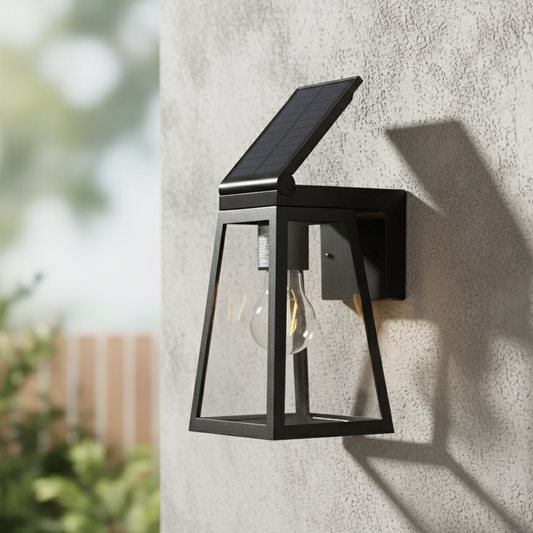 Fia Solar Wall Light Matt Black LED Lantern